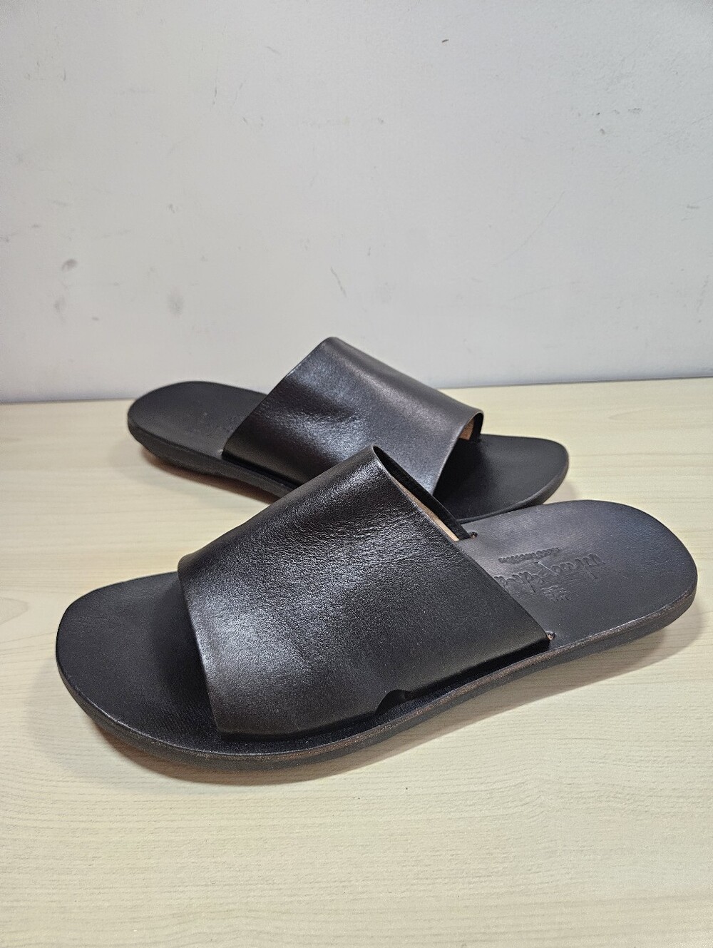 whoop-de-doo Italian Leather Shower Sandals Open Toe Black 19447175 Japan Men 40